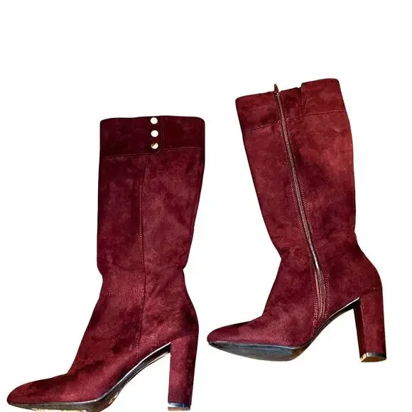 Jones New York 6 Maroon Women's Knee Length Riding Boots Shoes - Picture 4 of 8